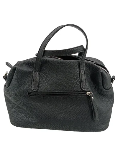 Emily & Noah Handtasche Damen Schwarz Leder Henkeltasche Bowlingtasche