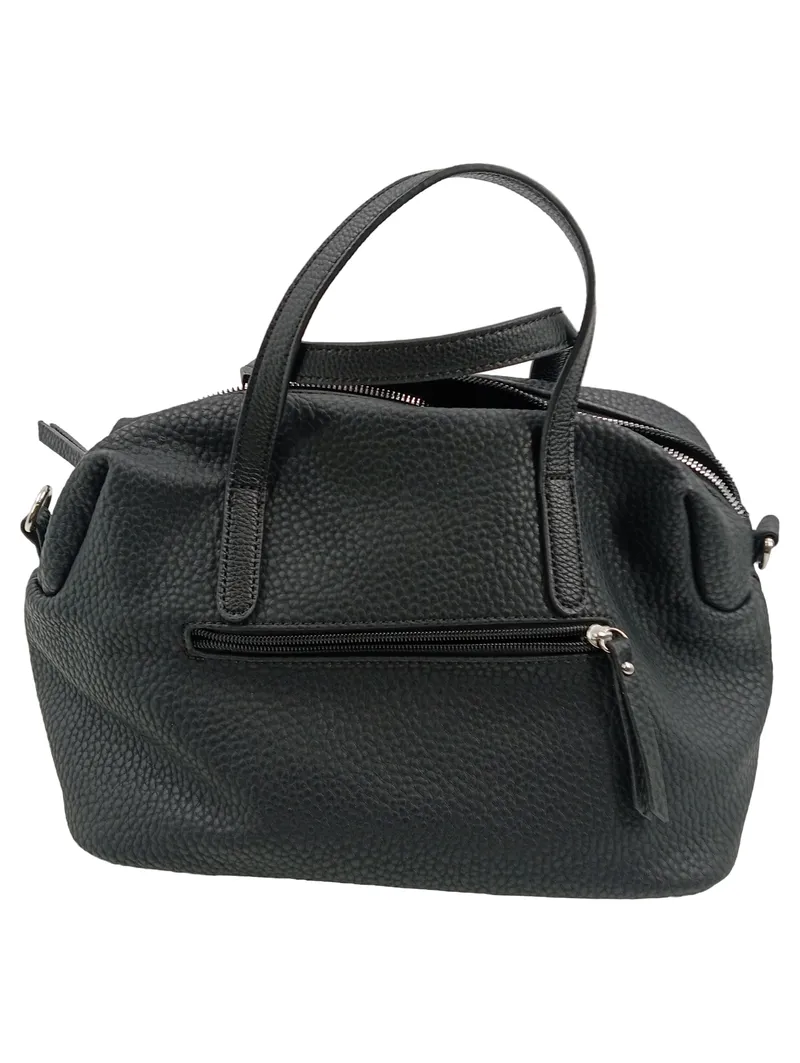 Emily & Noah Handtasche Damen Schwarz Leder Henkeltasche Bowlingtasche 2