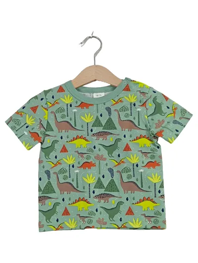 ALANA Kinder T-Shirt Gr. 74 Grün Dinosaurier Dino Print Kurzarm Baumwolle