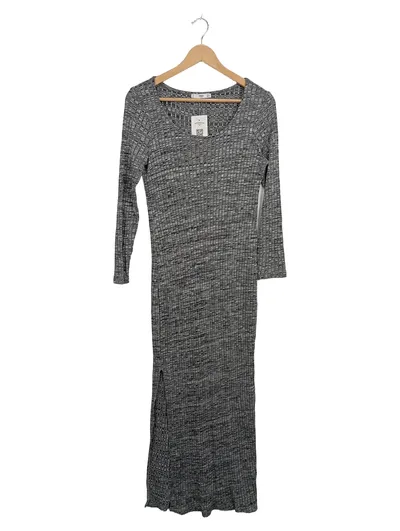MANGO MNG Suit Damen Maxikleid Langarm Grau Meliert Gr. L
