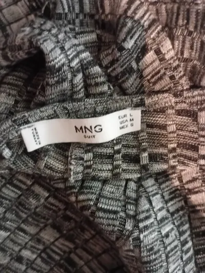 MANGO MNG Suit Damen Maxikleid Langarm Grau Meliert Gr. L