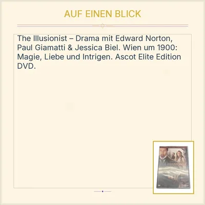 The Illusionist DVD Edward Norton Jessica Biel Paul Giamatti Drama