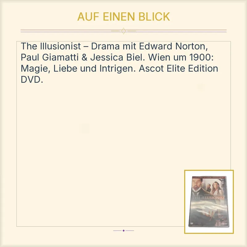The Illusionist DVD Edward Norton Jessica Biel Paul Giamatti Drama 2