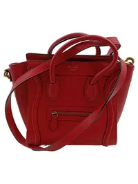 CELINE Paris Micro Luggage Tote Handtasche Damen Leder Rot 1