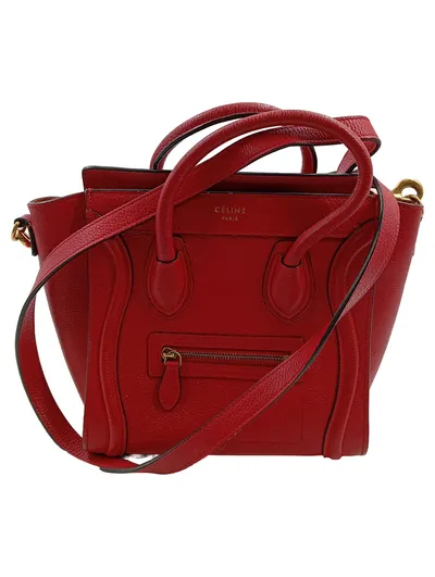CELINE Paris Micro Luggage Tote Handtasche Damen Leder Rot