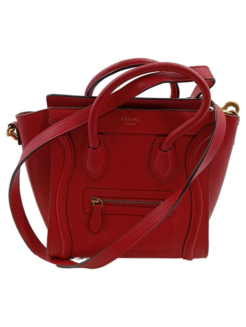 CELINE Paris Micro Luggage Tote Handtasche Damen Leder Rot 1