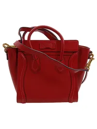 CELINE Paris Micro Luggage Tote Handtasche Damen Leder Rot 2