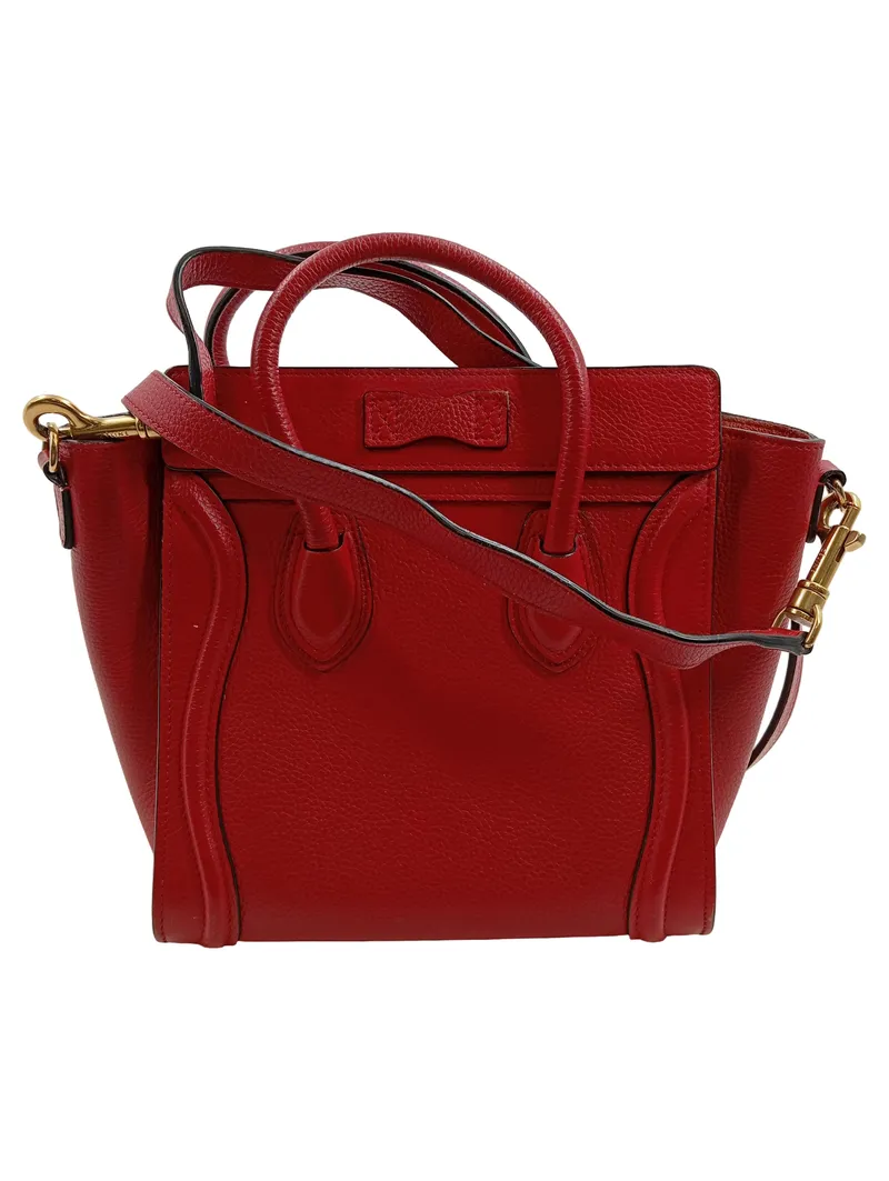 CELINE Paris Micro Luggage Tote Handtasche Damen Leder Rot 2