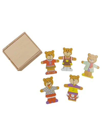 Holz Steckpuzzle Bären Anziehpuppe Holzspielzeug Kinder Lernspielzeug