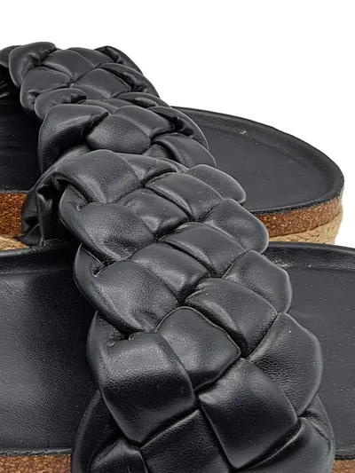Inselhauptstadt Damen Pantoletten Geflochten Slip-On Freizeit Schwarz 40