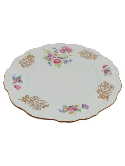 Edelstein Bavaria Sammelteller Porzellan Blumenmuster Goldrand 26cm