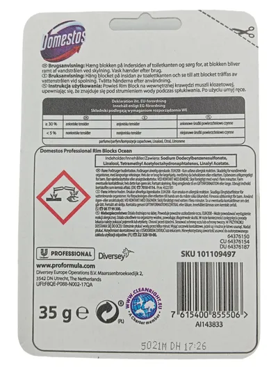 Domestos Professional Ocean WC-Stein Toilettenstein 3in1 Hygiene Frische 35g