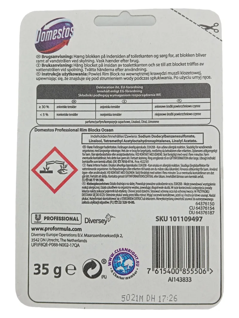 Domestos Professional Ocean WC-Stein Toilettenstein 3in1 Hygiene Frische 35g 2