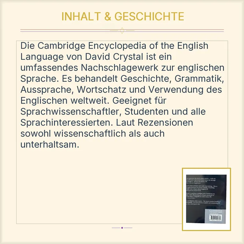 Cambridge Encyclopedia of the English Language David Crystal Wörterbuch Englisch 4