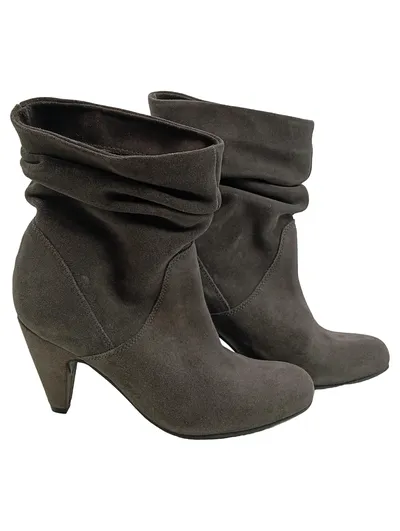 Marina Seval Damen Stiefelette Wildleder Grau Slouch Absatz Gr. 37