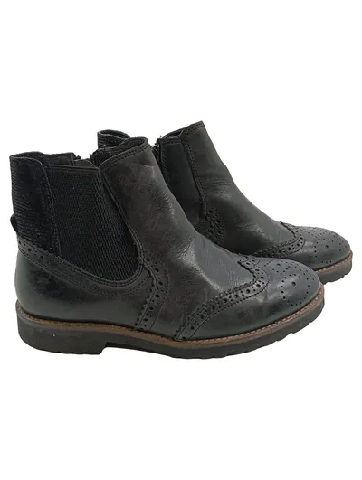 5th Avenue Chelsea Boots Damen Gr. 39 Schwarz Leder Brogue Stiefelette