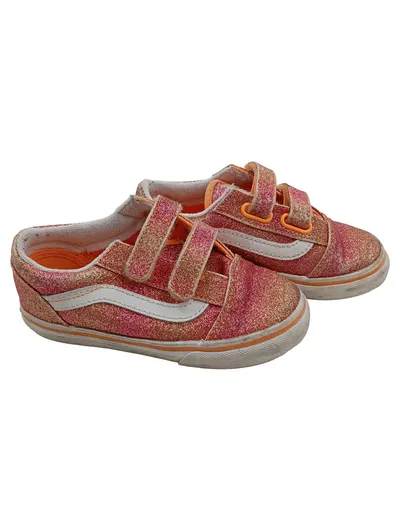 Vans Old Skool Kinder Sneaker Glitzer Rosa Klettverschluss Gr. 25,5