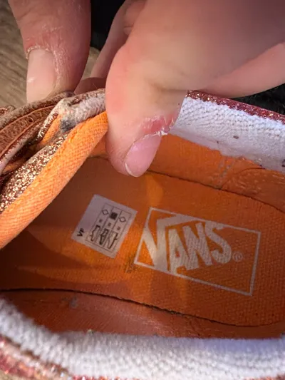 Vans Old Skool Kinder Sneaker Glitzer Rosa Klettverschluss Gr. 25,5