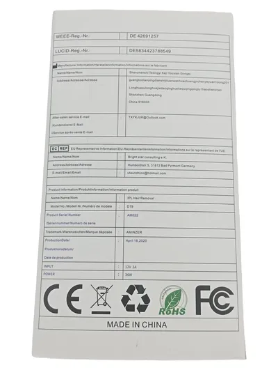 AMINZER D19 IPL Haarentfernungsgerät Laser Epilierer 999.900 Lichtimpulse Weiß