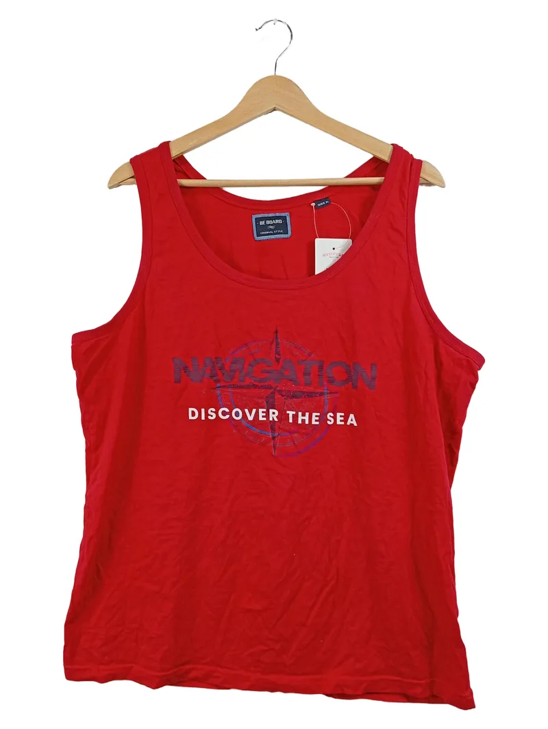 Be Board Damen Tank Top Maritim Rot Schriftzug Baumwolle Ärmellos Gr. XL Neu 2