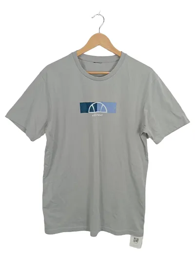 Ellesse Herren T-Shirt Logo Print Grau Gr. L Sportlich Baumwolle