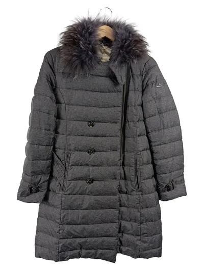 DEK'HER Damen Steppmantel Gr. XS Grau Fellkragen Daunenmantel