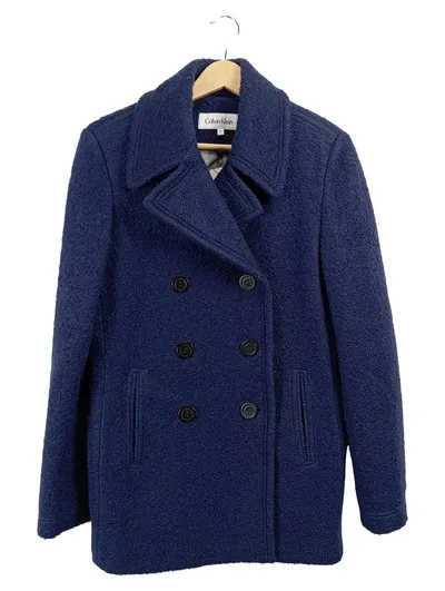 Calvin Klein Damen Kurzmantel Peacoat Gr. 38 M Navy Blau Wolle