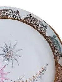 Vintage Kaffeeservice 3-tlg Porzellan Golddekor Blumenmotiv Weiß