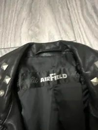 Airfield Damen Lederjacke Bikerjacke Nieten Schwarz Gr. 34 XS 5