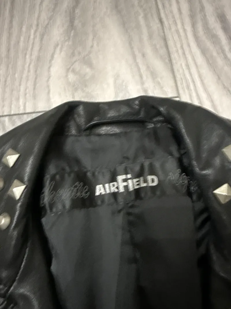 Airfield Damen Lederjacke Bikerjacke Nieten Schwarz Gr. 34 XS 5