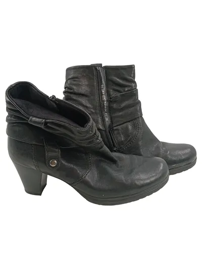 Gabor Damen Stiefeletten Schwarz Leder Gr. 38 Absatz 7cm Klassisch