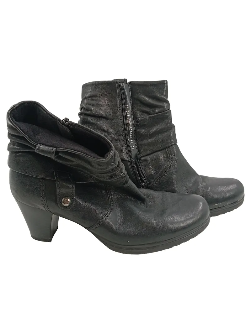 Gabor Damen Stiefeletten Schwarz Leder Gr. 38 Absatz 7cm Klassisch 2