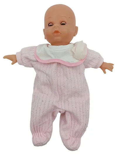 Baby Puppe Mädchen 28cm rosa Strampler Lätzchen Babypuppe Spielpuppe
