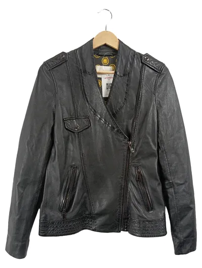 GAS Damen Lederjacke Bikerjacke Schwarz Gr. 40 L Echtleder