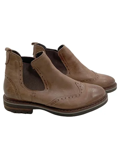 5th Avenue Chelsea Boots Damen Leder Stiefelette Gr. 39 Braun Brogue