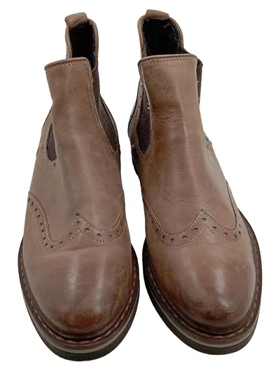 5th Avenue Chelsea Boots Damen Leder Stiefelette Gr. 39 Braun Brogue