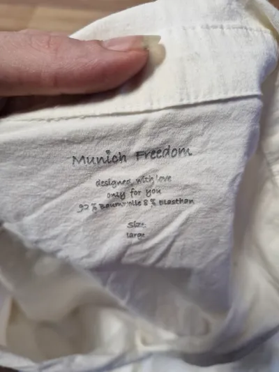 Munich Freedom Damen Bluse Weiß Gr. L Langarm Knopfleiste Baumwolle