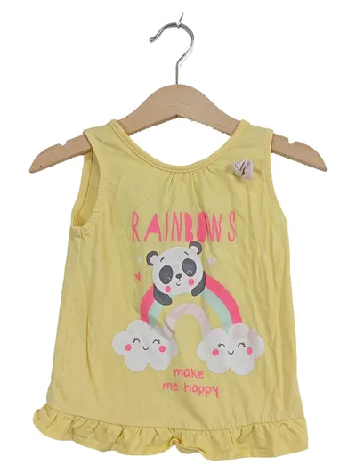 ORSOLINO Kinder T-Shirt Mädchen Gr. 86 Gelb Panda Regenbogen Casual