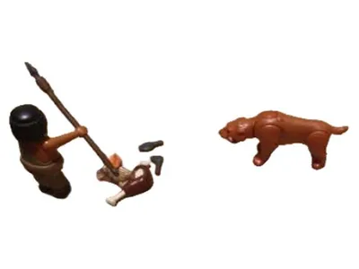Playmobil Spielfiguren-Set Höhlenmensch mit Säbelzahntiger Braun