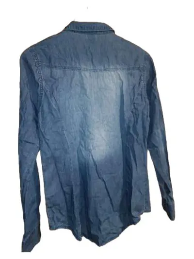 VERO MODA Jeanshemd Damen Gr. L/40 Blau Langarm Western Stil Bluse