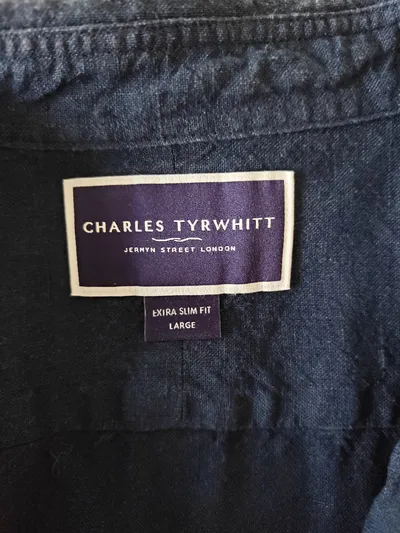 Charles Tyrwhitt Freizeithemd Herren Blau Gr. 50, L Leinen Extra Slim Fit