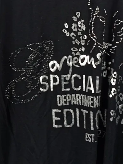Canda Damen T-Shirt Schwarz Gr. 42, XL Strass Leoparden-Print Casual
