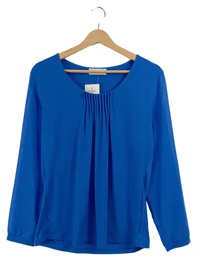 Judith Williams Damen Langarmshirt Blau Gr. 38 Elegant mit Falten