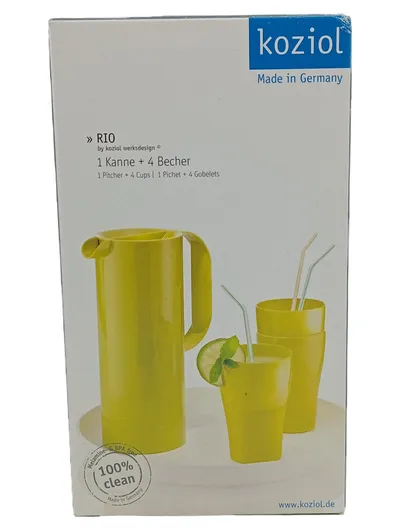 Koziol RIO Trinkset 5-teilig Kanne 1,5L + 4 Becher 0,4L Kunststoff Gelb