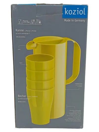 Koziol RIO Trinkset 5-teilig Kanne 1,5L + 4 Becher 0,4L Kunststoff Gelb