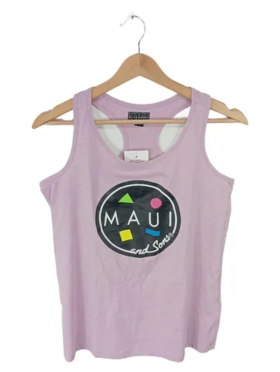Maui and Sons Damen Tank Top Racerback Rosa Logo-Print Gr. M 38 Retro