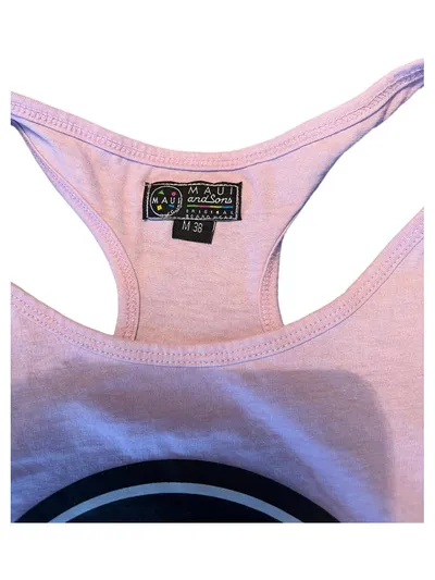 Maui and Sons Damen Tank Top Racerback Rosa Logo-Print Gr. M 38 Retro