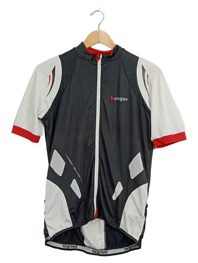 BENGER Radtrikot Herren Kurzarm Gr. S Schwarz Weiß Rot Fahrradtrikot