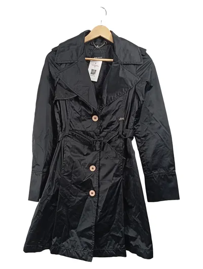 Miss Sixty Damen Trenchcoat Schwarz Gr. XS Klassisch Gürtel