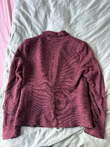 ORSAY Damen Blazer Gr. 38 Bordeaux Rot Meliert Tweed Look Business